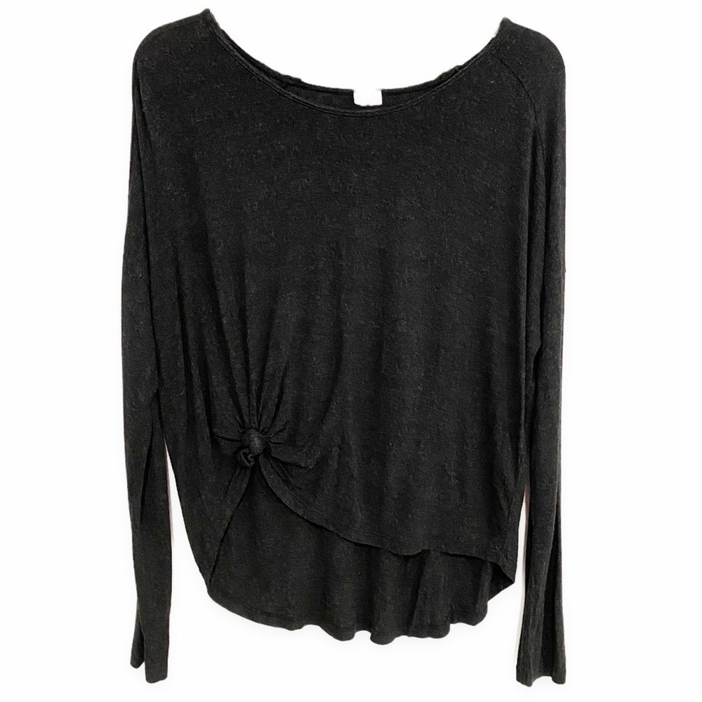 Wilfred | Front Knot Top Long Sleeve Black Stretch Size Medium